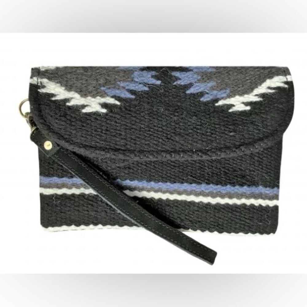 Showman 100% Wool Black Southwest Design Saddle Blanket Wristlet